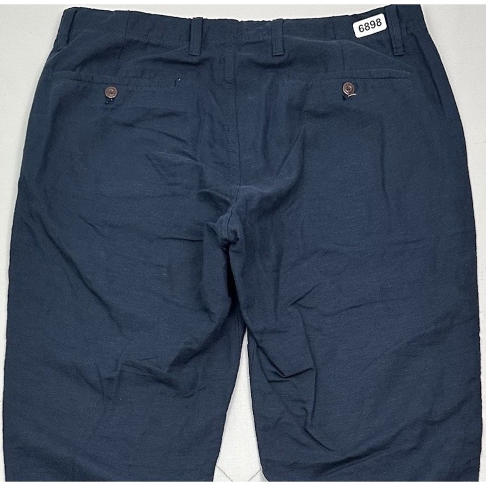 GAP Linen Cotton Blend Pants Men  Slim Straight Fit 34x36 Navy Blue Dark Wash